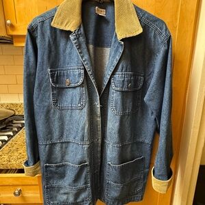 Men's Blue Denim Jacket with Tan Collar